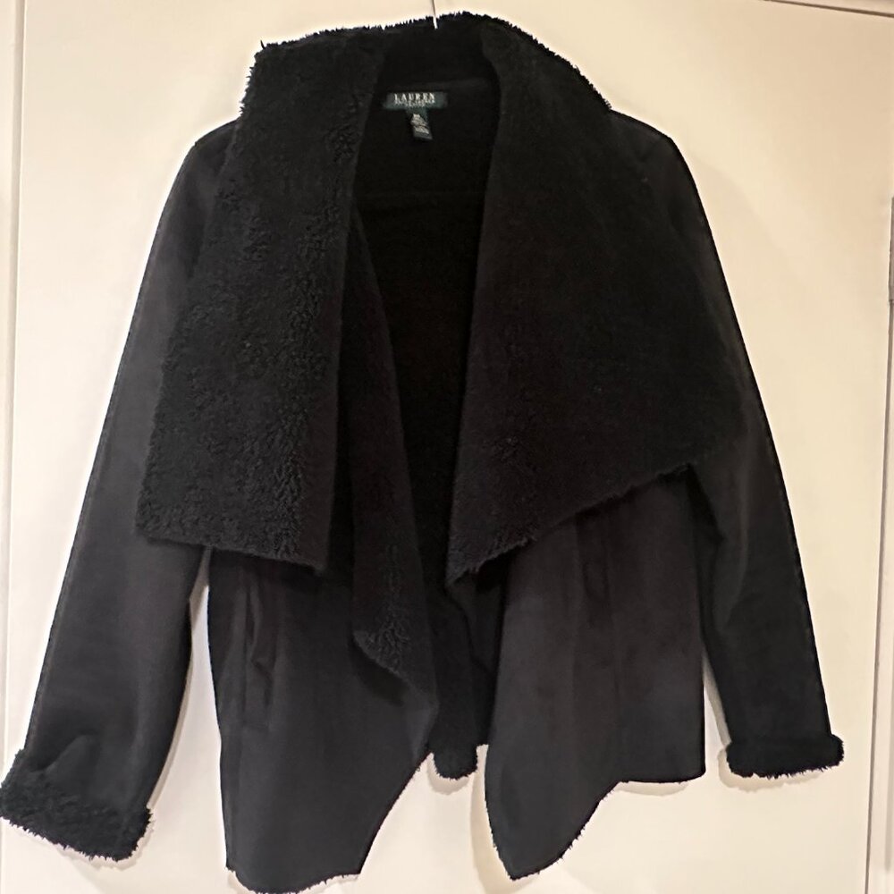 Lauren Ralph Lauren Petite Black Fleece Jacket